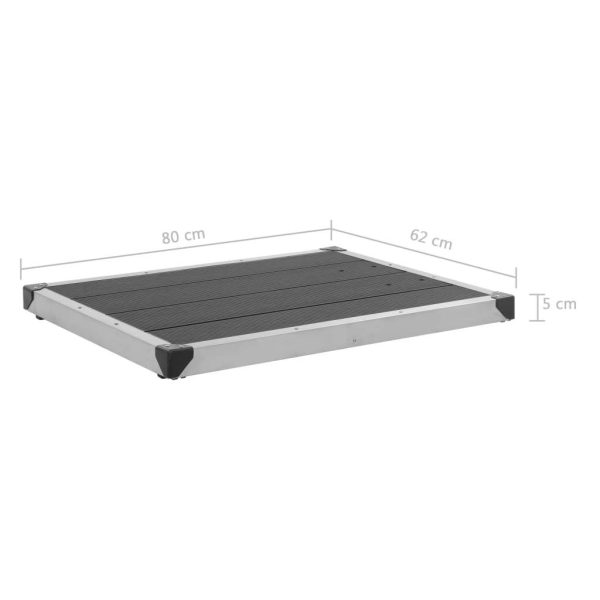 Outdoor Shower Tray WPC Stainless Steel – 80×62 cm, Grey