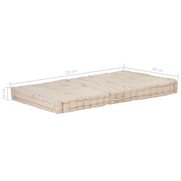 Pallet Floor Cushion Cotton – 120x80x10 cm, Beige