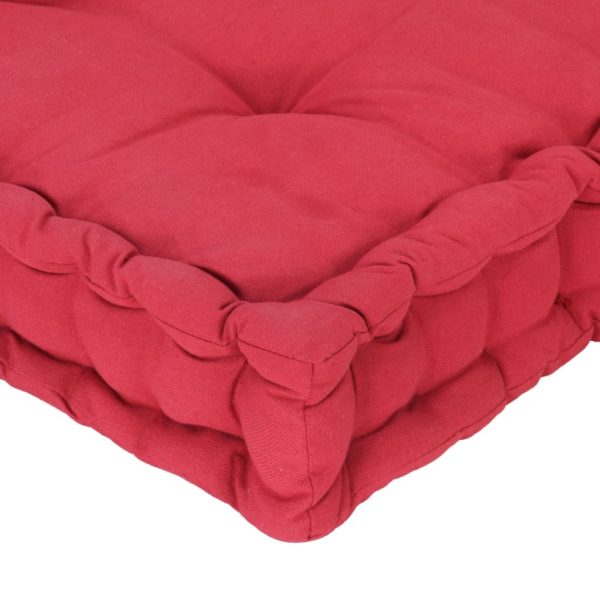 Pallet Floor Cushion Cotton – 120x80x10 cm, Burgundy