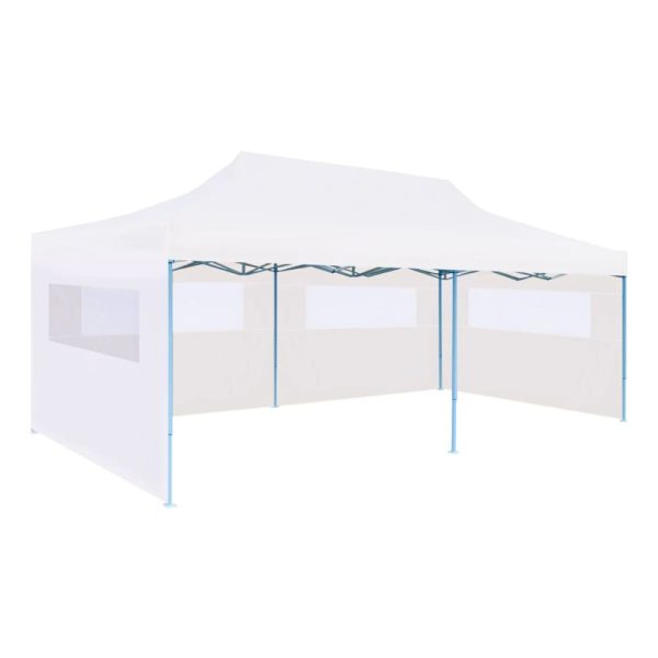 Folding Pop-up Partytent with Sidewalls 3×6 m Steel White