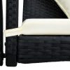 3-Seater  Garden Swing Bench with Canopy Poly Rattan – Black