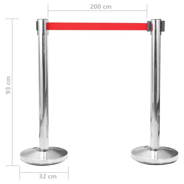 Stanchion with Belt Airport Barrier Stainless Steel – Silver, 2