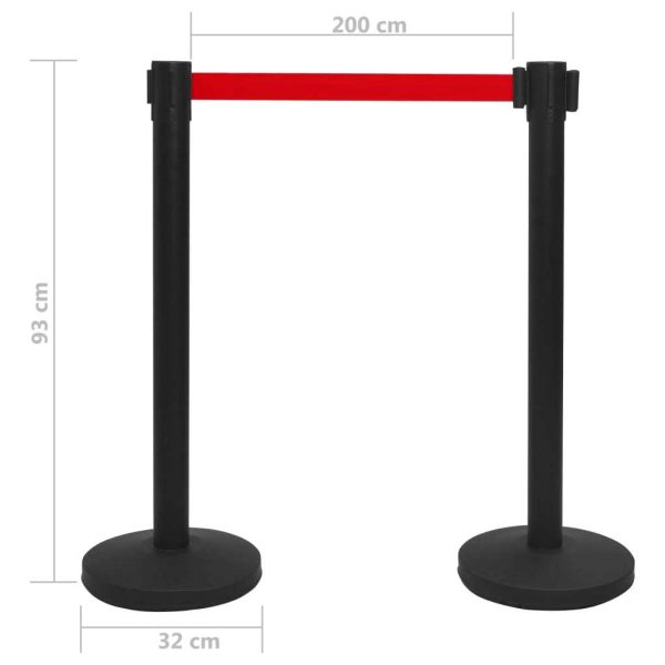 Stanchion with Belt Airport Barrier Stainless Steel – Black, 2