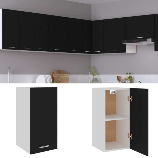 Cabinet Engineered Wood – Black, Hanging Cabinet 30 Cm