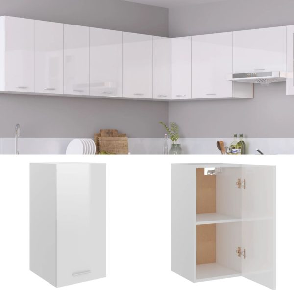 Cabinet Engineered Wood – High Gloss White, Hanging Cabinet 30 Cm