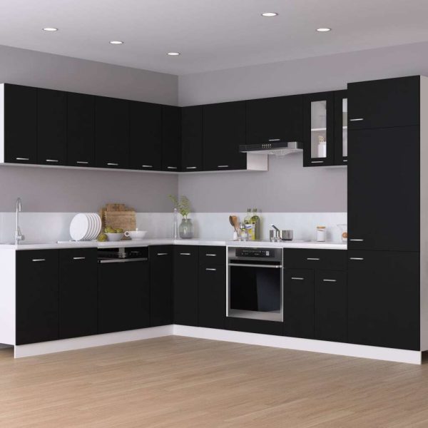 Cabinet Engineered Wood – Black, Hanging Glass Cabinet 60 Cm