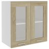 Cabinet Engineered Wood – Sonoma oak, Hanging Glass Cabinet 60 Cm