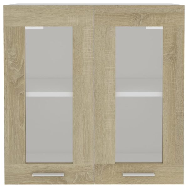 Cabinet Engineered Wood – Sonoma oak, Hanging Glass Cabinet 60 Cm