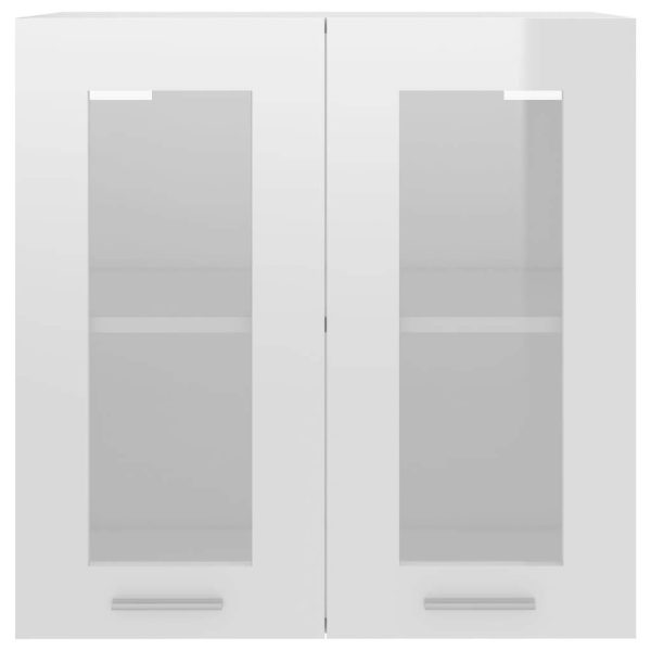 Cabinet Engineered Wood – High Gloss White, Hanging Glass Cabinet 60 Cm