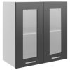 Cabinet Engineered Wood – High Gloss Grey, Hanging Glass Cabinet 60 Cm