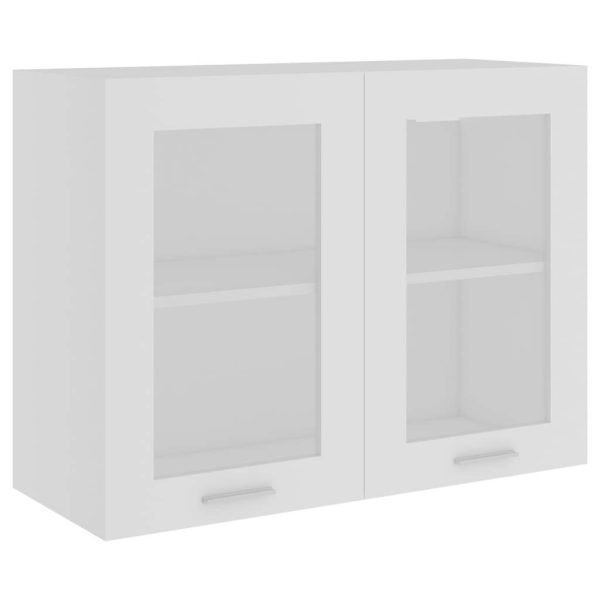 Cabinet Engineered Wood – White, Hanging Glass Cabinet 80 Cm