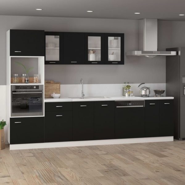 Cabinet Engineered Wood – Black, Hanging Glass Cabinet 80 Cm