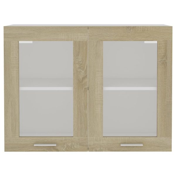 Cabinet Engineered Wood – Sonoma oak, Hanging Glass Cabinet 80 Cm