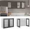 Cabinet Engineered Wood – High Gloss Grey, Hanging Glass Cabinet 80 Cm