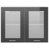Cabinet Engineered Wood – High Gloss Grey, Hanging Glass Cabinet 80 Cm