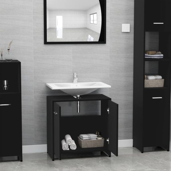 Bathroom Cabinet 60x33x61 cm Engineered Wood – Black