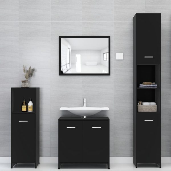 Bathroom Cabinet 60x33x61 cm Engineered Wood – Black