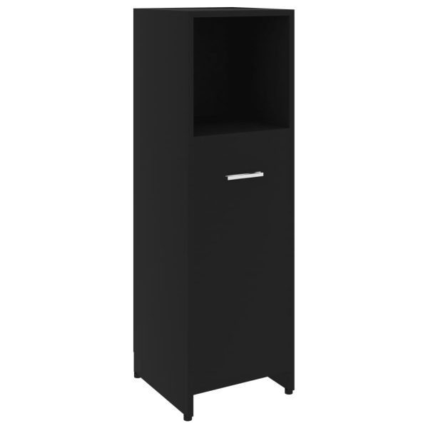 Bathroom Cabinet 30x30x95 cm Engineered Wood – Black
