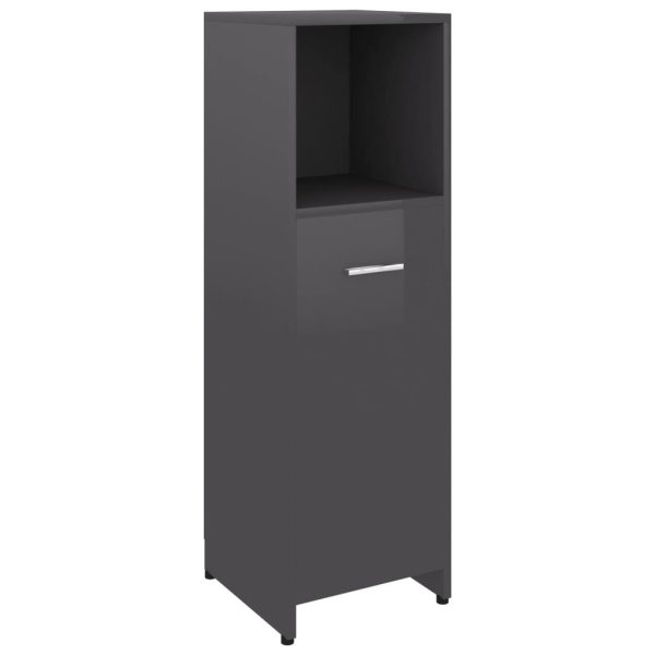Bathroom Cabinet 30x30x95 cm Engineered Wood – High Gloss Grey