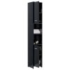 Bathroom Cabinet 30x30x183.5 cm Engineered Wood – High Gloss Black, With Handle