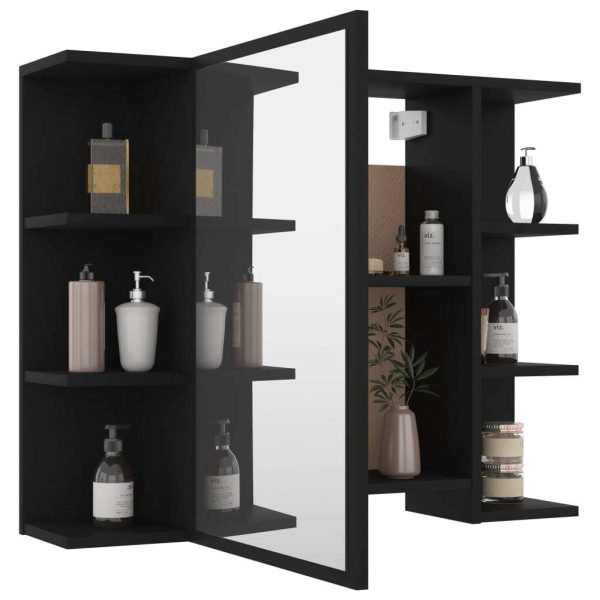 Bathroom Mirror Cabinet 80×20.5×64 cm Engineered Wood – Black