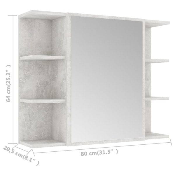 Bathroom Mirror Cabinet 80×20.5×64 cm Engineered Wood – Concrete Grey