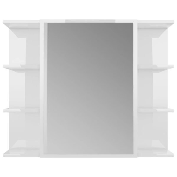 Bathroom Mirror Cabinet 80×20.5×64 cm Engineered Wood – High Gloss White