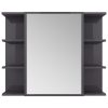 Bathroom Mirror Cabinet 80×20.5×64 cm Engineered Wood – High Gloss Grey