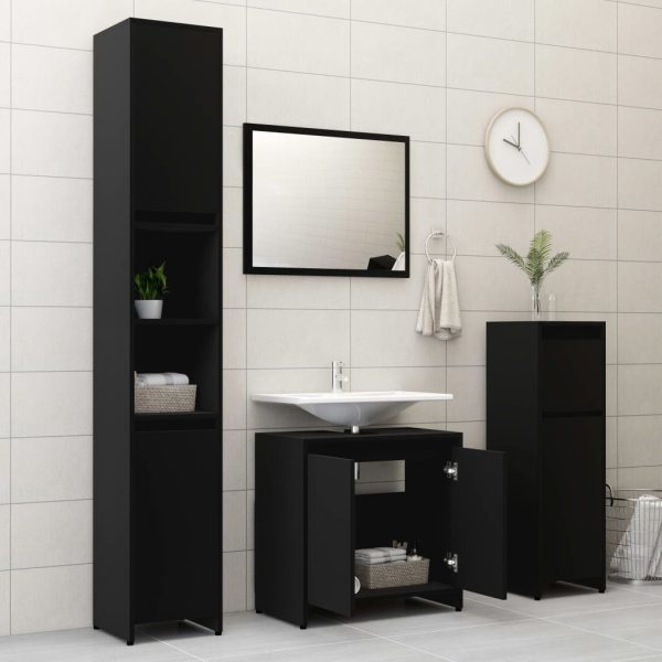 Bathroom Cabinet 60x33x61 cm Engineered Wood – High Gloss Black