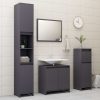 Bathroom Cabinet 60x33x61 cm Engineered Wood – High Gloss Grey
