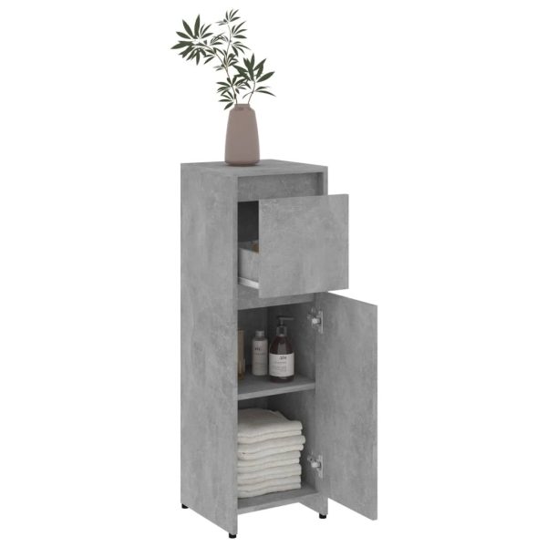 Bathroom Cabinet 30x30x95 cm Engineered Wood – Concrete Grey