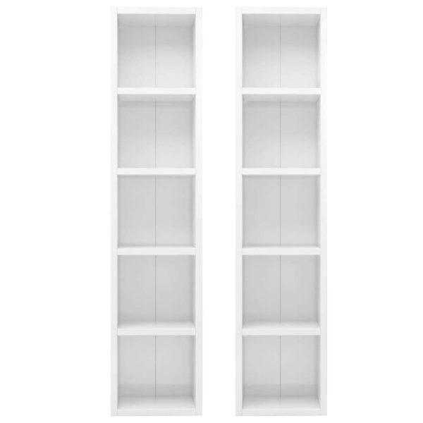 CD Cabinets 21x16x93.5 cm Engineered Wood – High Gloss White, 2