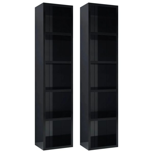 CD Cabinets 21x16x93.5 cm Engineered Wood – High Gloss Black, 2