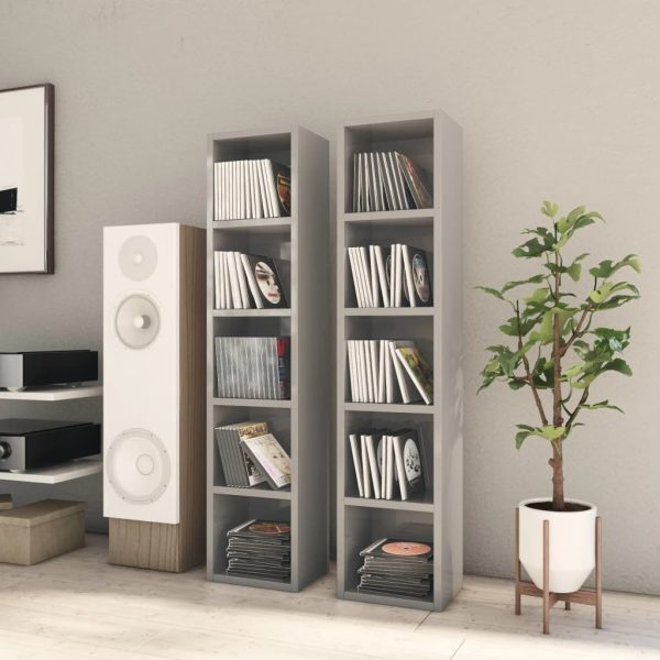 CD Cabinets 21x16x93.5 cm Engineered Wood – High Gloss Grey, 2