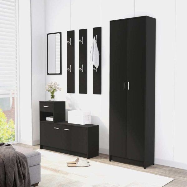Hallway Unit 100x25x76.5 cm Engineered Wood – Black