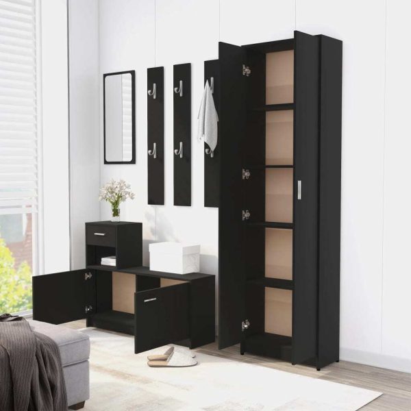 Hallway Unit 100x25x76.5 cm Engineered Wood – Black