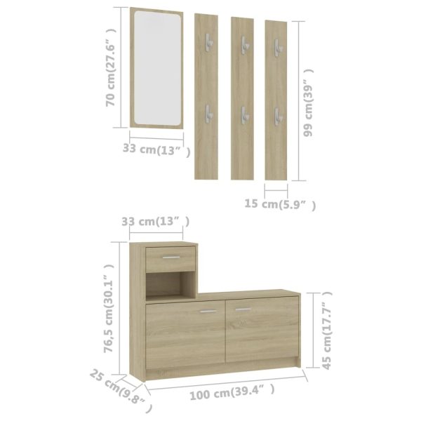 Hallway Unit 100x25x76.5 cm Engineered Wood – Sonoma oak
