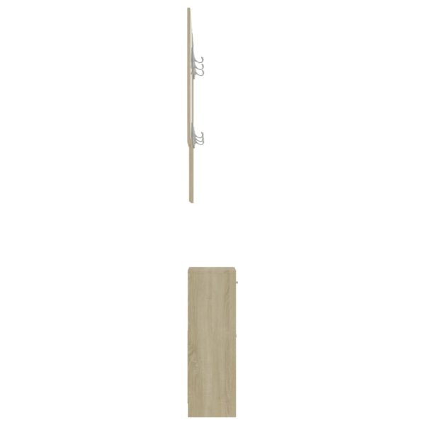 Hallway Unit 100x25x76.5 cm Engineered Wood – White and Sonoma Oak
