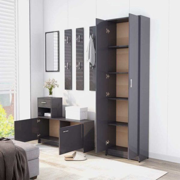 Hallway Unit 100x25x76.5 cm Engineered Wood – High Gloss Grey