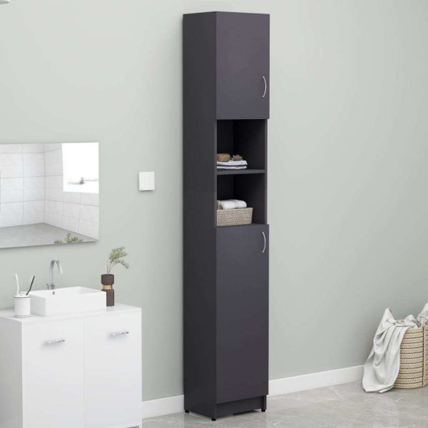 Bathroom Cabinet 32×25.5×190 cm Engineered Wood – Grey