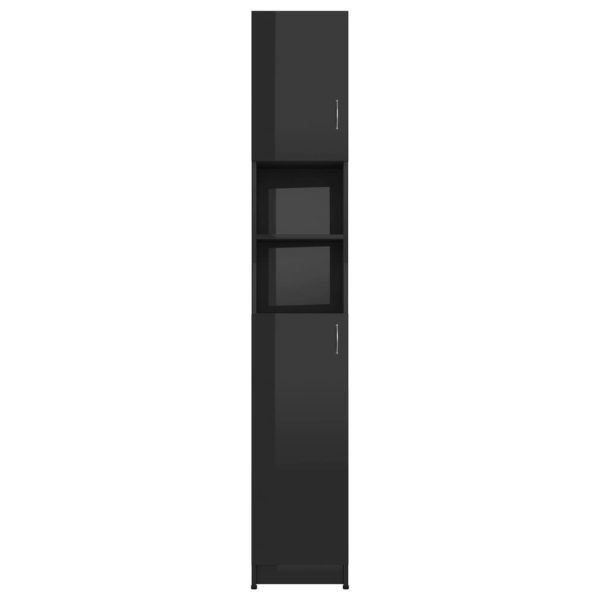 Bathroom Cabinet 32×25.5×190 cm Engineered Wood – High Gloss Black