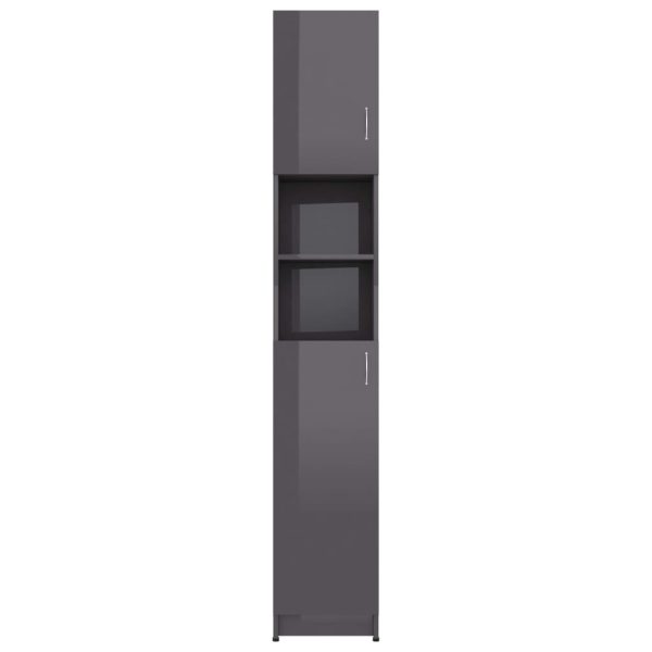 Bathroom Cabinet 32×25.5×190 cm Engineered Wood – High Gloss Grey