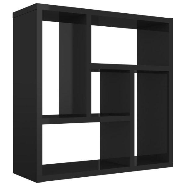 Wall Shelf 45.1x16x45.1 cm Engineered Wood – High Gloss Black