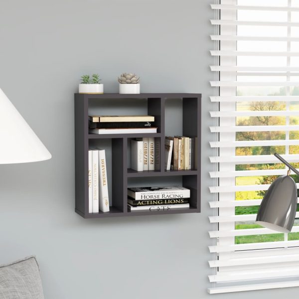 Wall Shelf 45.1x16x45.1 cm Engineered Wood – High Gloss Grey