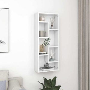 Wall Shelf 36x16x90 cm Engineered Wood – White