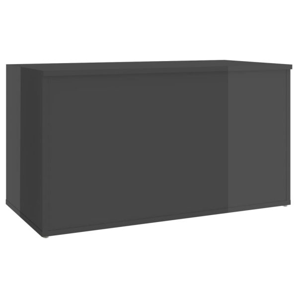 Storage Chest 84x42x46 cm Engineered Wood – High Gloss Grey