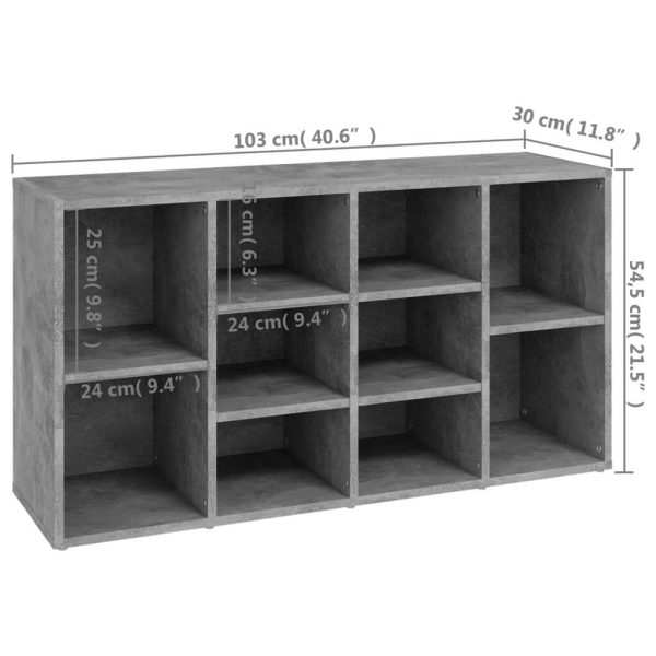 Shoe Bench 103x30x54.5 cm Engineered Wood – Concrete Grey