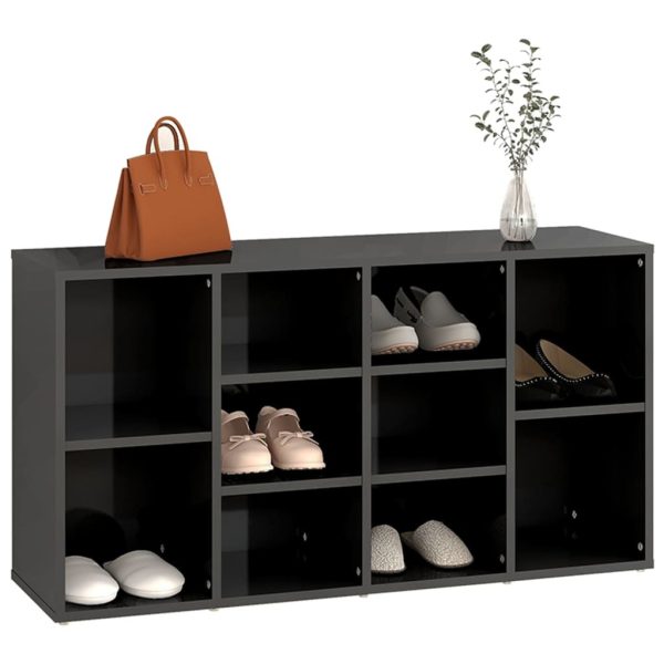 Shoe Bench 103x30x54.5 cm Engineered Wood – High Gloss Grey