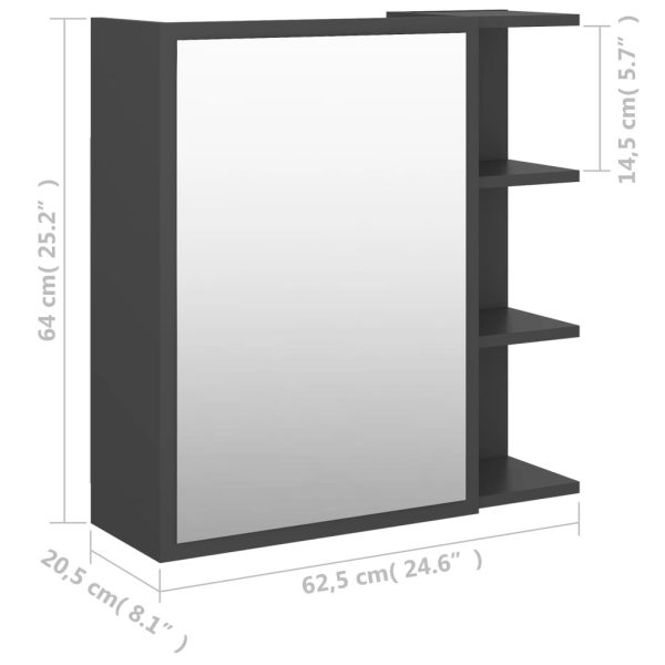 Bathroom Mirror Cabinet 62.5×20.5×64 cm Engineered Wood – Grey
