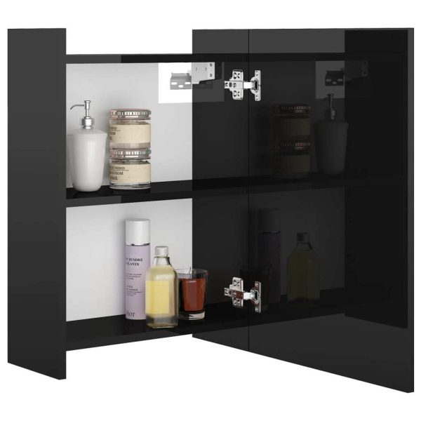 Bathroom Mirror Cabinet 62.5×20.5×64 cm Engineered Wood – High Gloss Black